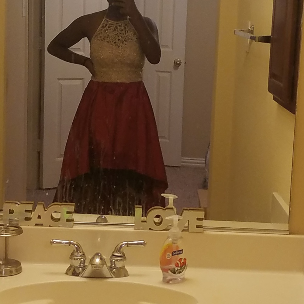 Elegant Red and Gold Homecoming Dress